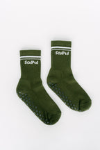 SculPtd Retro Alto Crew Style Pilates Grip socks in Green and White combination